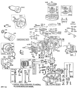 Cyl, Mufflers, Piston, Sump Diagram and Parts List for 130902-0257-XX  Briggs and Stratton Engine
